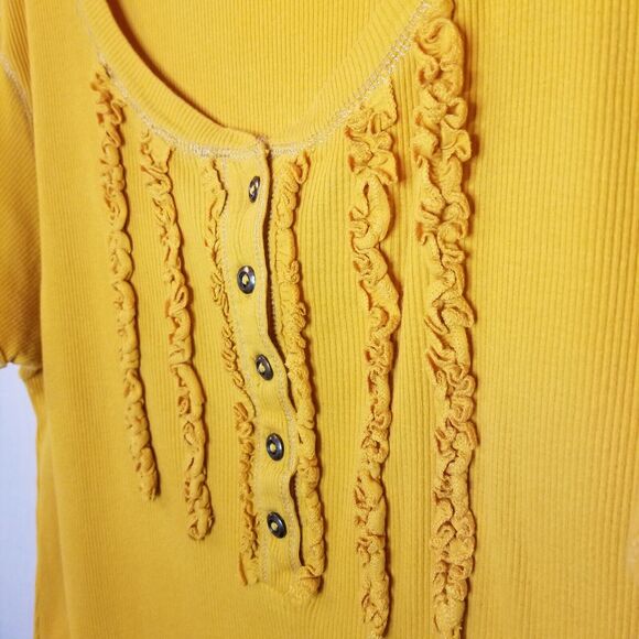 Vintage Top Women’s Plus Size 3X Orange Short Sleeve Ruffled 90s Y2K Ribbed - Picture 5 of 10